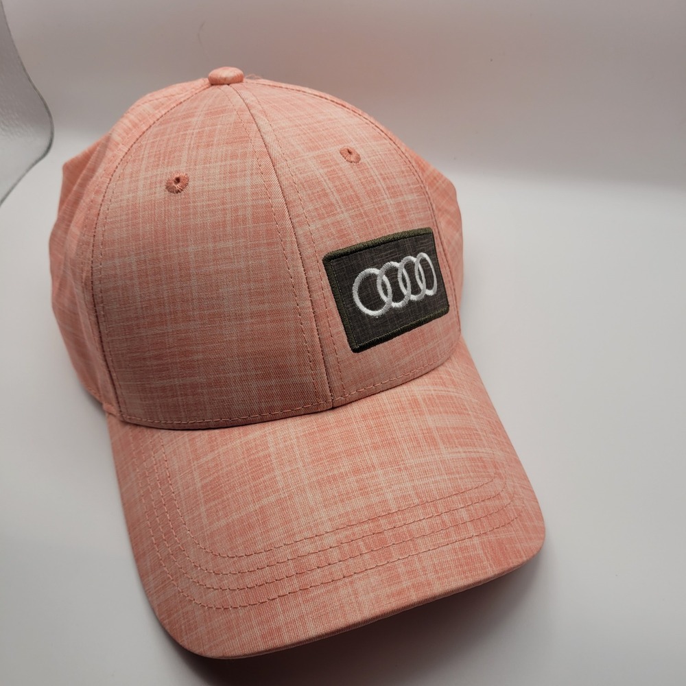 Audi Baseball Cap Hat Peach Pink Heathered Adjustable Logo Mens Womens